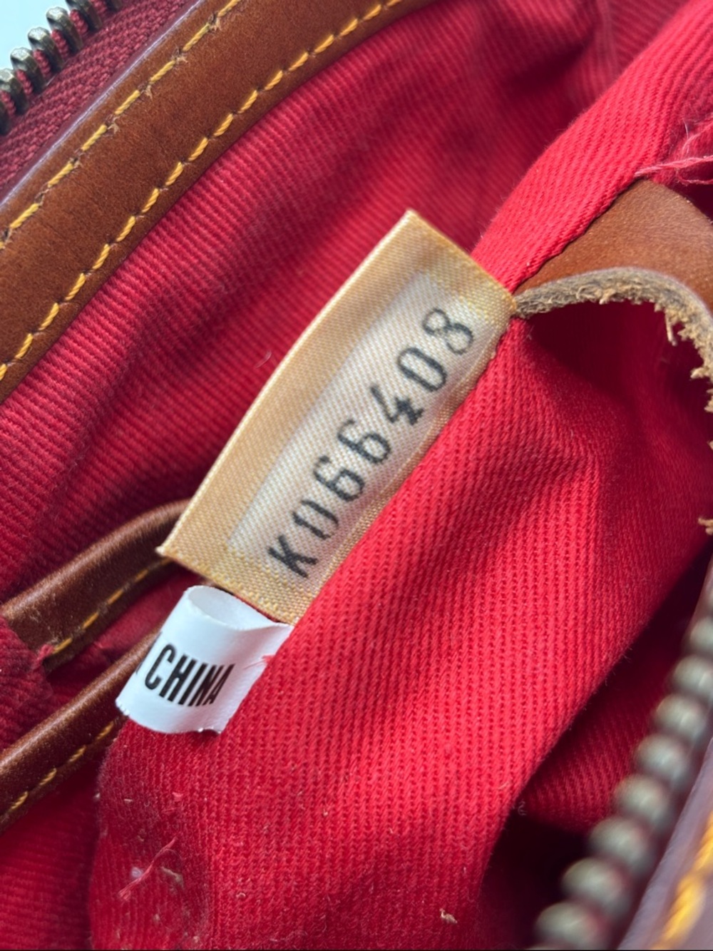 Vintage Dooney & Bourke Blue Logo Denim Banana Bag Brown Leather Trim - Picture 13 of 16